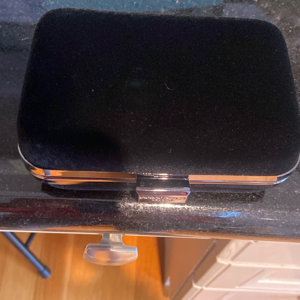 Giorgio Armani Black  Velvet Clutch with  Chain